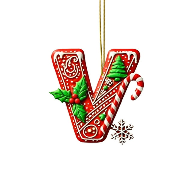 Binwennn Decorative Easter Eggs Large Centerpieces for Wedding Table 26 Pieces Red Letters Christmas Tree Decorations Candy Cane Letters With Berry Pattern Mini Alphabet Hanging Ornaments