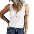 thumbnail image 2 of BLOCLOALO Camisole Tops Corset Tops Button Women Sleeveless Top Casual Round Knit Shirt Vest Neck Solid Splice Women's Tanks & Tube Tops for Women Square Neck Tops Crop Tops for Women White L, 2 of 5