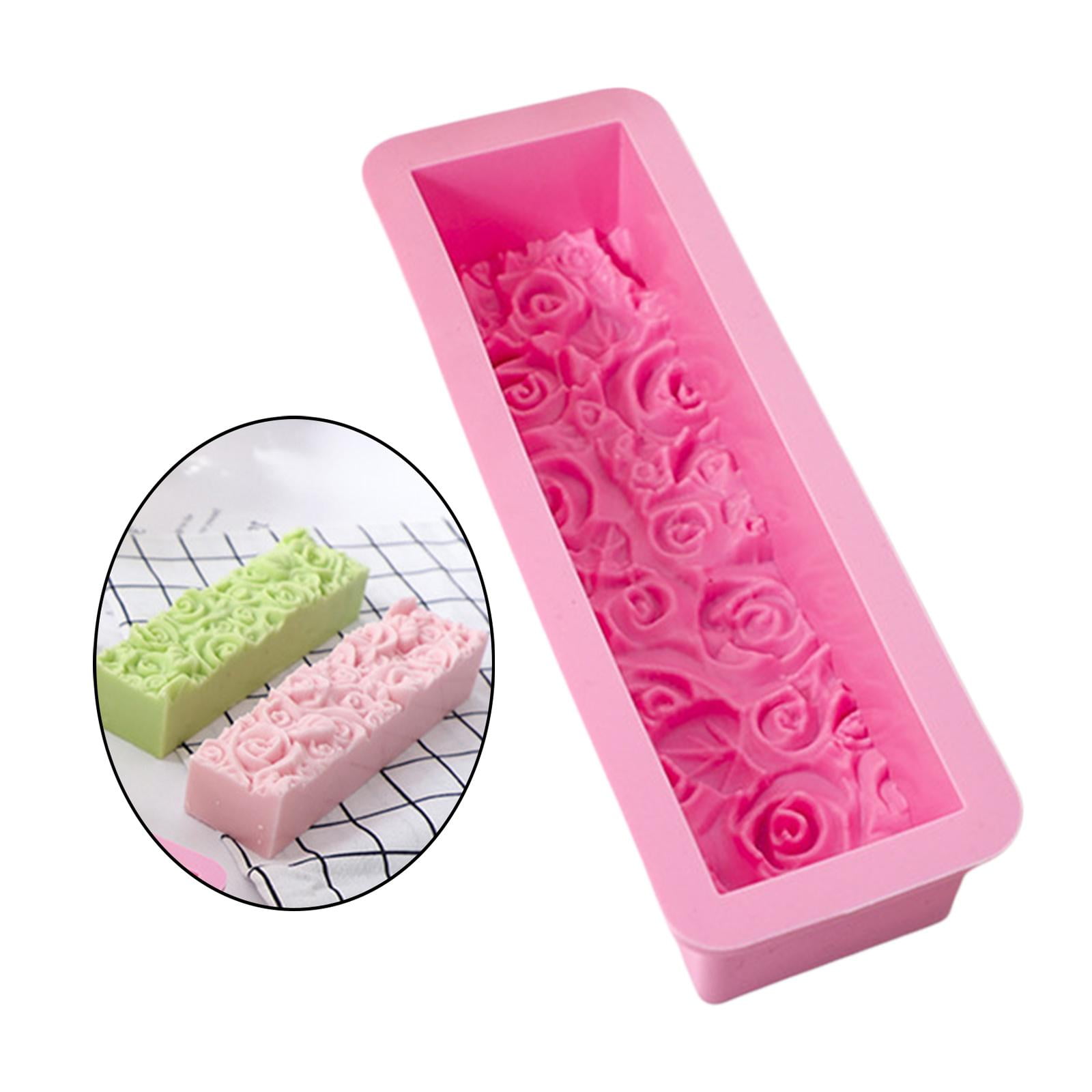 FVDPWYE 3D Silicone Mold Craft Wedding Candle Mould Rectangular Embossed DIY Handmde for pink