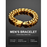 ChainsProMax Mens Bikers Bracelet Gold Plated Stainless Steel Motorcycle Bike Chain Bracelets 12mm Wide 8.3inch