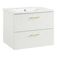 thumbnail image 1 of Pemberly Row 24" Modern Wood/Ceramic Bathroom Vanity in White, 1 of 8