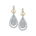 thumbnail image 1 of 10kt Yellow Gold Womens Round Diamond Teardrop Cluster Dangle Earrings 1/2 Cttw, 1 of 1