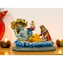 alikiki Hindu God Lord Vishnu Statue - 8.3”L Mahavishnu Figurine Divine Hindu Deity for Spiritual Worship Home Office Studio Hotel Decor Mandir Temple Altar Diwali Puja Item