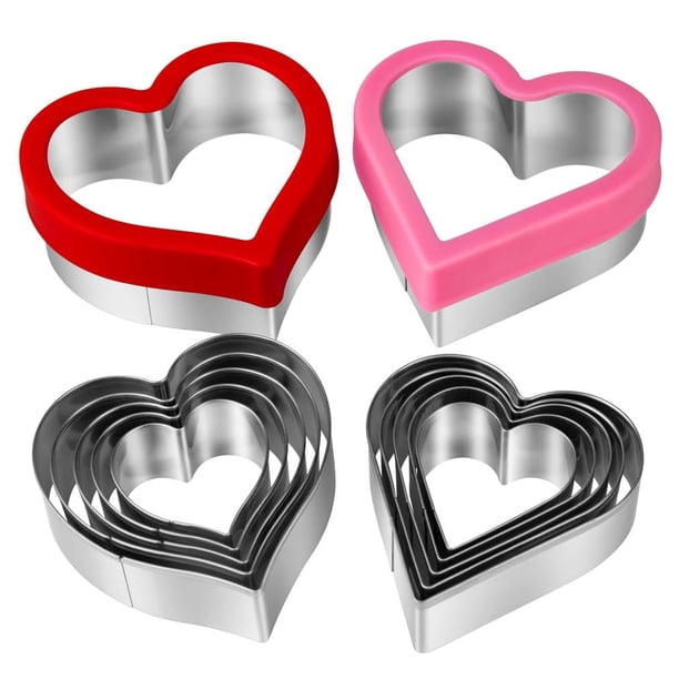 Juego de cortadores de galletas ByKooc en forma de corazón, 12 piezas, acero inoxidable