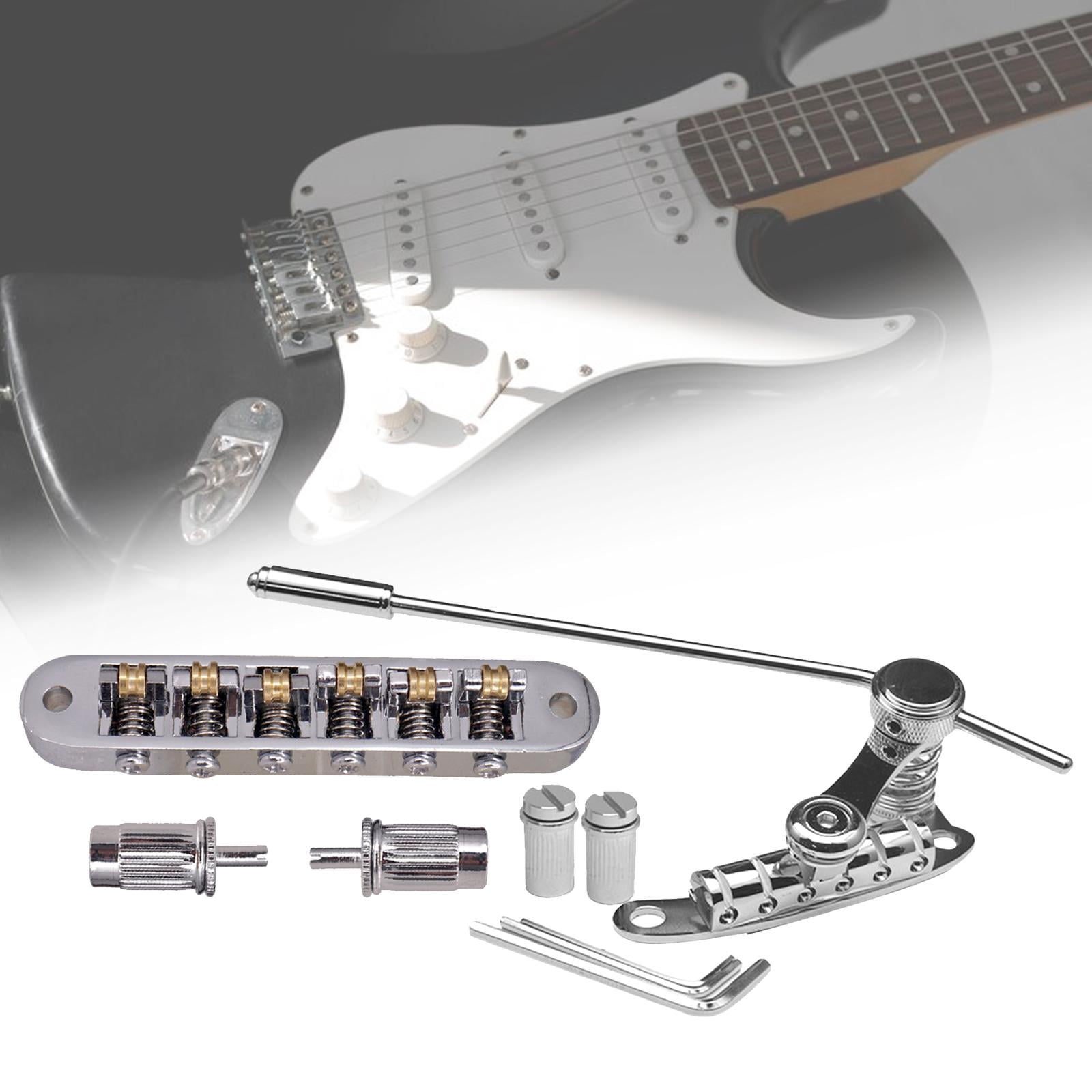 Kokiya Electric Guitar Bridge Roller Saddles Guitar Tremolo Bridge Replaces Tailpiece Tremolo for 6 Strings Instrument Show Exercise