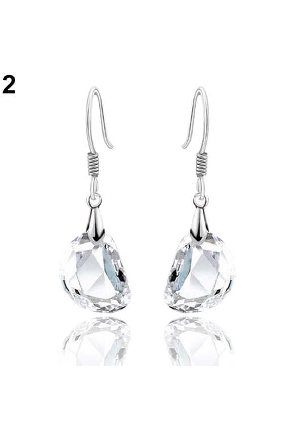 Women's Pea Shaped Rhinestone White Gold Plated Necklace Earrings Set
