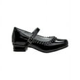 thumbnail image 2 of Josmo Little Kids Girl Faux Leather Low Heel Buckle Dress Shoes with Rhinestones, Black Patent, 11, 2 of 7