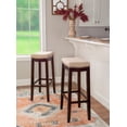 thumbnail image 2 of Linon Cessford 32" Backless Indoor Bar Stool, Dark Walnut and Beige Linen Fabric, Includes 1 Stool, 2 of 10