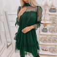 thumbnail image 2 of Mode Féminine Sexy Col Haut Manches Longues Pure Robe de Soirée en Dentelle, 2 of 6