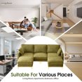 thumbnail image 3 of Ktaxon U-Shaped Sofa with 2 Removable Ottomans, Flannel Deep Seat Couch for 3, Convertible Sleeper, Green, 3 of 12