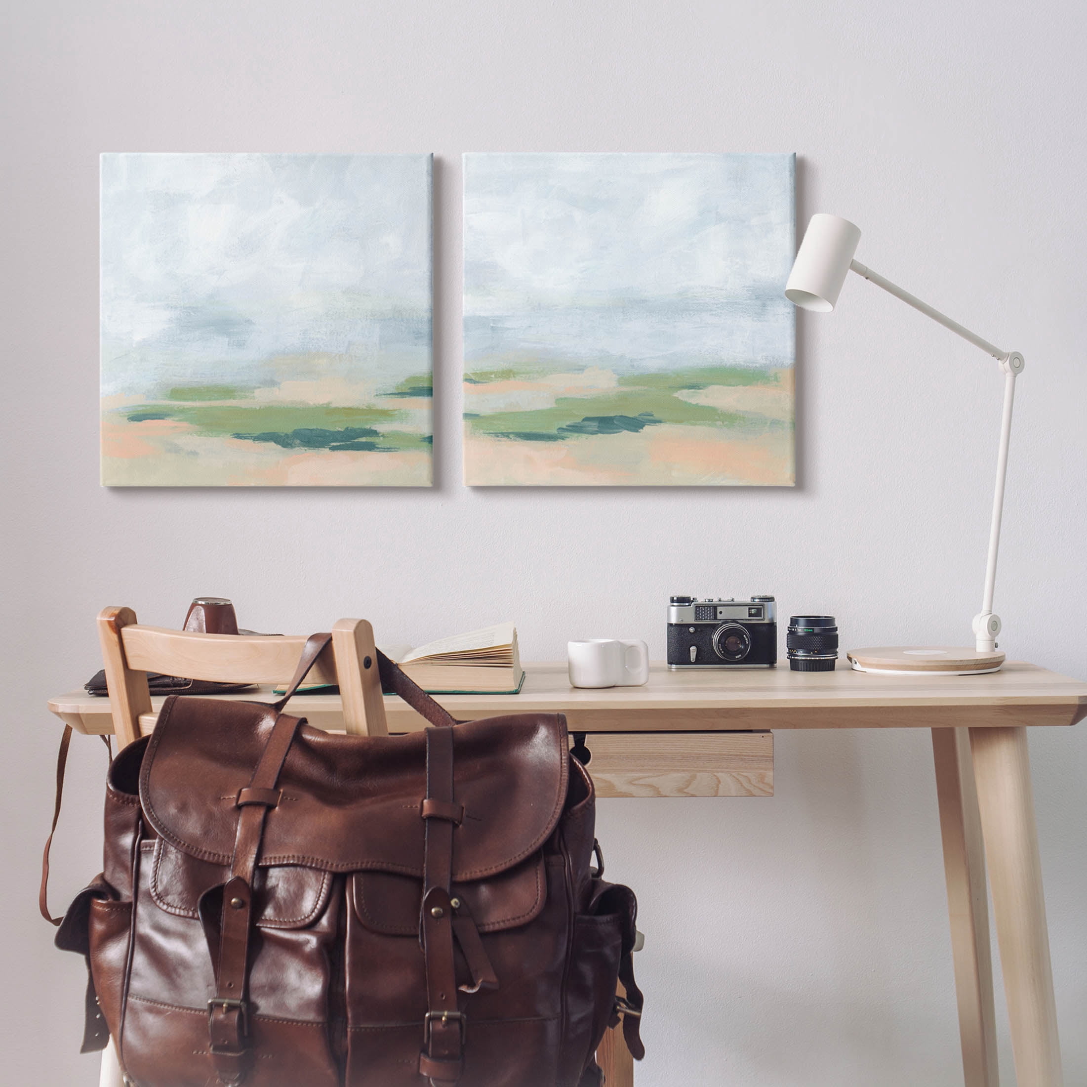 Stupell Industries Soft Abstract Landscape Scene Painting Gallery Wrapped Canvas Print Wall Art, Set of 2, Design by June Erica Vess