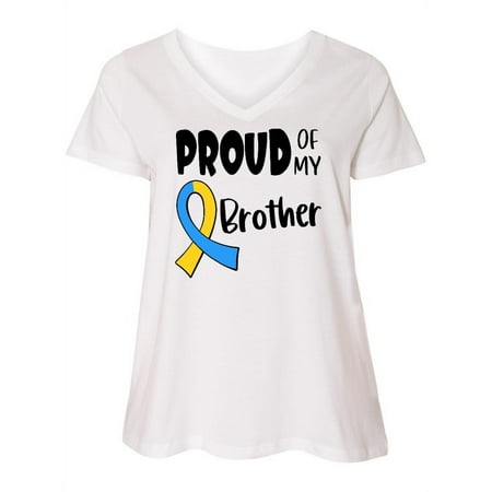 

Inktastic Proud of my Brother Down Syndrome Awareness Women s Plus Size V-Neck