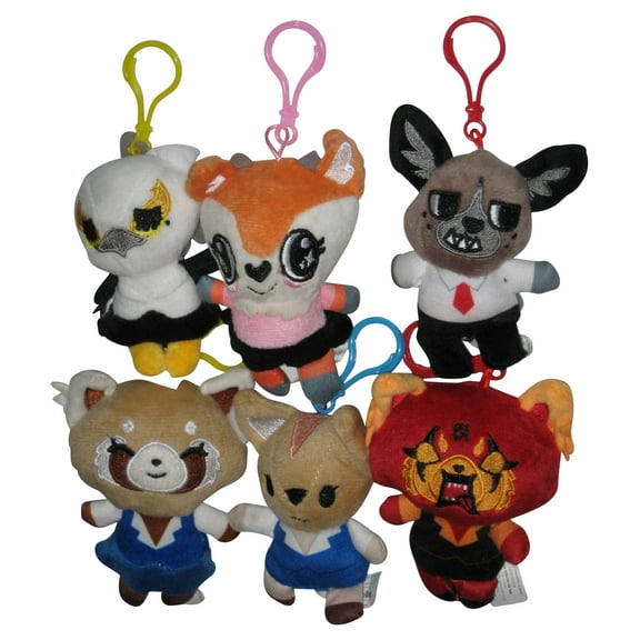 Aggretsuko Plush Danglers (2022) Sanrio 6pc Keychain Strap Set