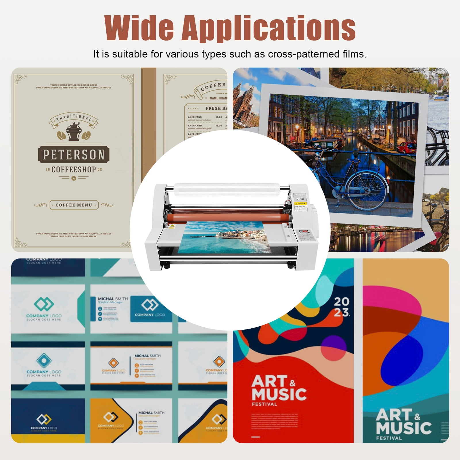 110V ≤700W Hot Cold Roll Laminator Single + Dual Sided Digital Display Laminating Machine 20.87*8.27*8.66inch for Various Types Such As Cross-Patterned Films