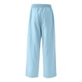 thumbnail image 5 of Girls Cotton Linen Pants for Girls Wide Leg Drawstring Pant Casual Summer Beach Sweatpants Palazzo Flowy Boho Dress Trousers, 5 of 8
