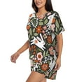 thumbnail image 2 of Bixox Women's Rabbits on Floral Printed Pajama Set 2 Piece Lounge Set Top and Shorts Soft Pajamas, Shorts with Pockets, 2 of 7