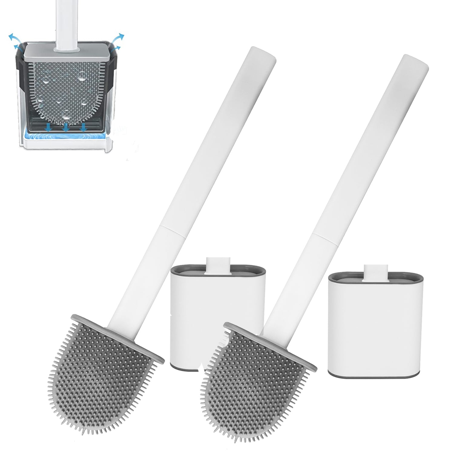 DeepCleaning Toilet Brush and Holder Set for Bathroom, Silicone Toilet
