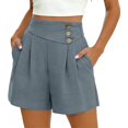 thumbnail image 2 of Endives Women's Shorts Summer Casual Elastic Waist Shorts Stylish with Button Decor Loose Lightweight Breathable Wide Leg Shorts, 2 of 6