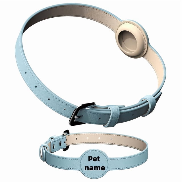 Chok Customizable Pet Tracking Collar with GPS Tracker - Durable Faux Leather Adjustable Strap Multiple Colors (Brown Black Light Blue Pink) for Dogs & Cats Prevents Loss Easy to A