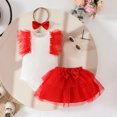thumbnail image 4 of Utlike Girls Clothing Set Infant Ruffles Ribbed Romper Newborn Bodysuits Skirts Headbands Set Fashion Trend Outfits For Sweet Girls Size 0 Months-3 Months, 4 of 5