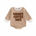 thumbnail image 4 of larppty Newborn Baby Boy Fall Outfit Romper Jumpsuit Infant Waffle Clothes | Letter Embroidery Cute Long Sleeve Round Neck Bodysuit, 4 of 4