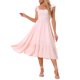 thumbnail image 1 of Vestido midi bohemio de tirantes con volantes y escote cuadrado para mujer INSPIRE CHIC, color rosa, talla M, 1 of 6