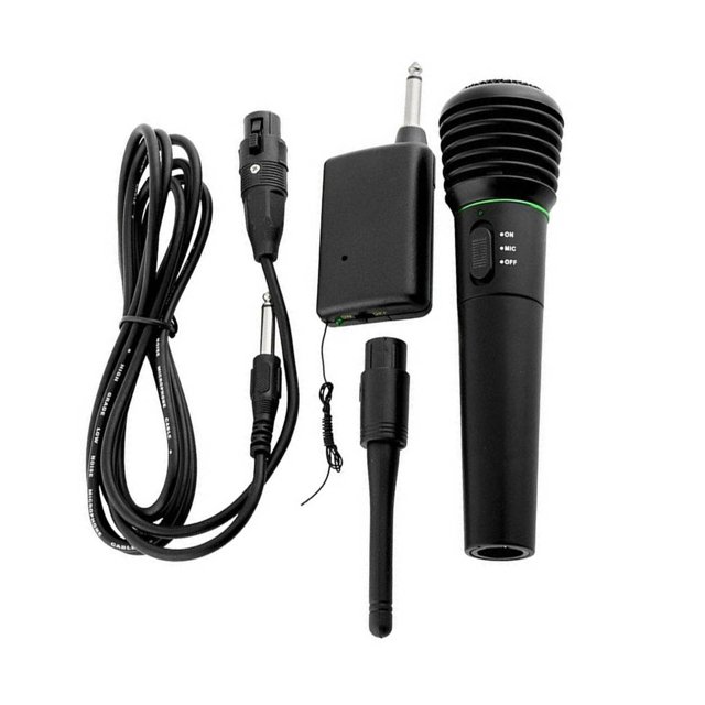 Seitruly Micrófono inalámbrico con cable 2 en 1 en casa Cantar Competencia Micrófono de doble Micrófono inalámbrico de escenario Cables de audio/vídeo negro 2 piezas