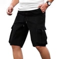 thumbnail image 4 of Lovzfmll Casual Fashion Multi-Pocket Elastic Waist Cargo Shorts for Men, Athletic Cargo Bermuda Shorts Black, L, 4 of 5