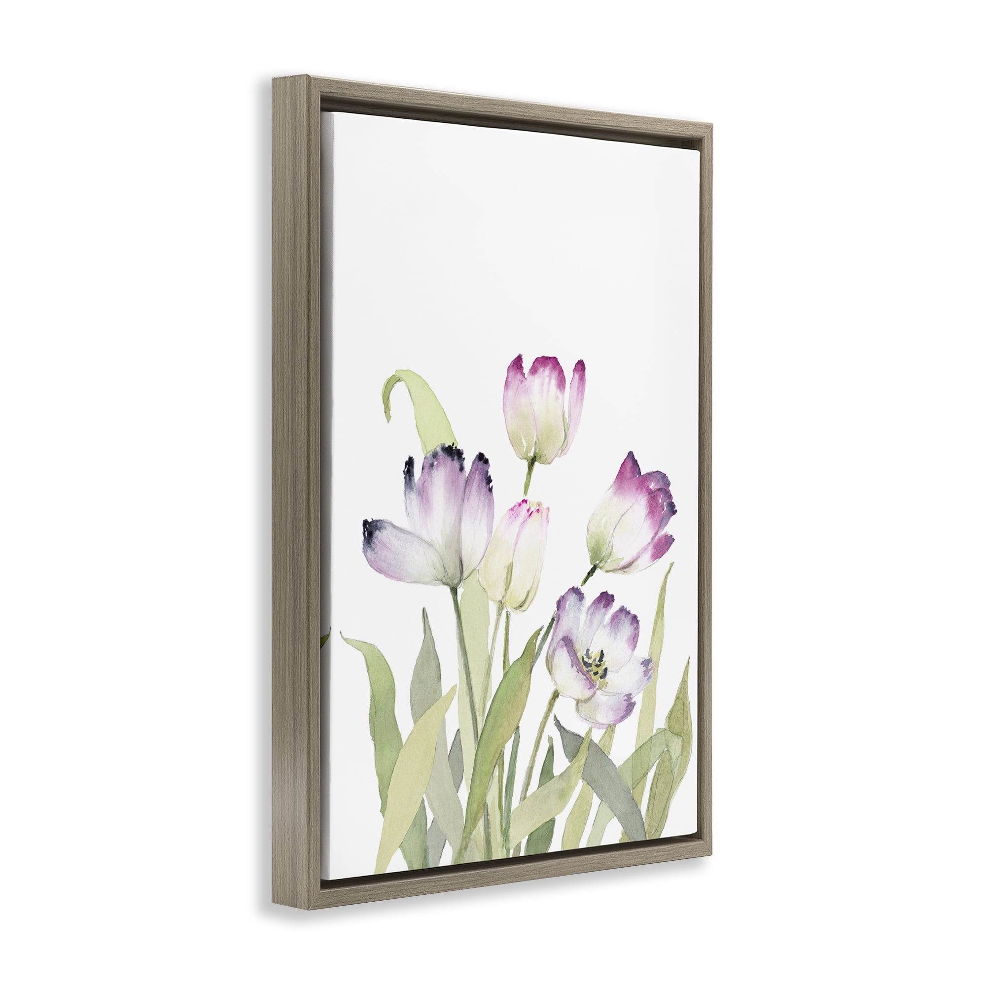 Stupell Industries Fresh Garden Tulips Botanical & Floral Painting Brown Floater Framed Art Print Wall Art, 17 x 25