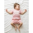 thumbnail image 6 of BemeyourBBs Newborn Baby Girls Daddy's Girl Outfits Summer Clothes Waffle Knit Letter Embroidery Short Sleeve Romper and Elastic Waist Shorts Set, 6 of 9