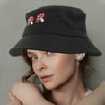 thumbnail image 5 of Sombrero de pescador con bordado de setas para mujer, sombrero de pescador para acampar al aire libre para verano, 5 of 5