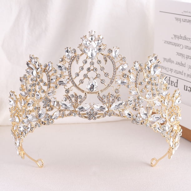Zhuge Tiara de boda para novia, diadema de princesa, corona nupcial, joyería para el cabello con diamantes de imitación de cristal, decoración para novia, cumpleaños, graduación, boda (blanco)