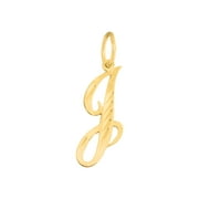 14K Yellow Gold Diamond-cut Cursive Letter Initial 'J' Pendant