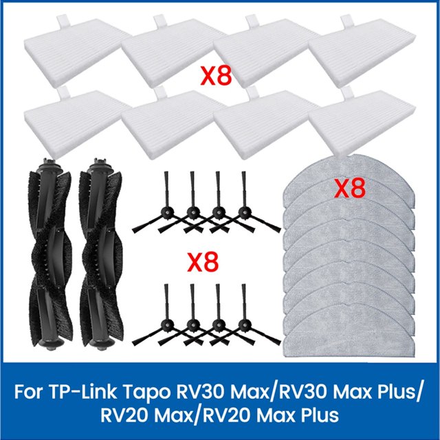 26 Piezas de Repuesto para RV30 Max/RV30 /RV20 Max/RV20 , Cepillo, Filtro HEPA, Paño de Fregona.