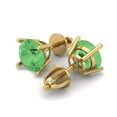 thumbnail image 2 of 3 ct Screw-Back Stud Earrings for Women | 7.5mm Round Cut Simulated Green Diamond | 18K Yellow Gold, 2 of 5
