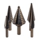 thumbnail image 1 of Juego de 5 brocas escalonadas de 3/16 a 1-3/8 pulgadas, brocas cónicas de carburo para madera, metal y plástico, 1 of 15