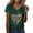 Green, variant on Women’s Butterfly Heart Print V-Neck T-Shirt, Casual Short Sleeve Tee, Soft Polyester Everyday Top For Spring Summer Fall White XL