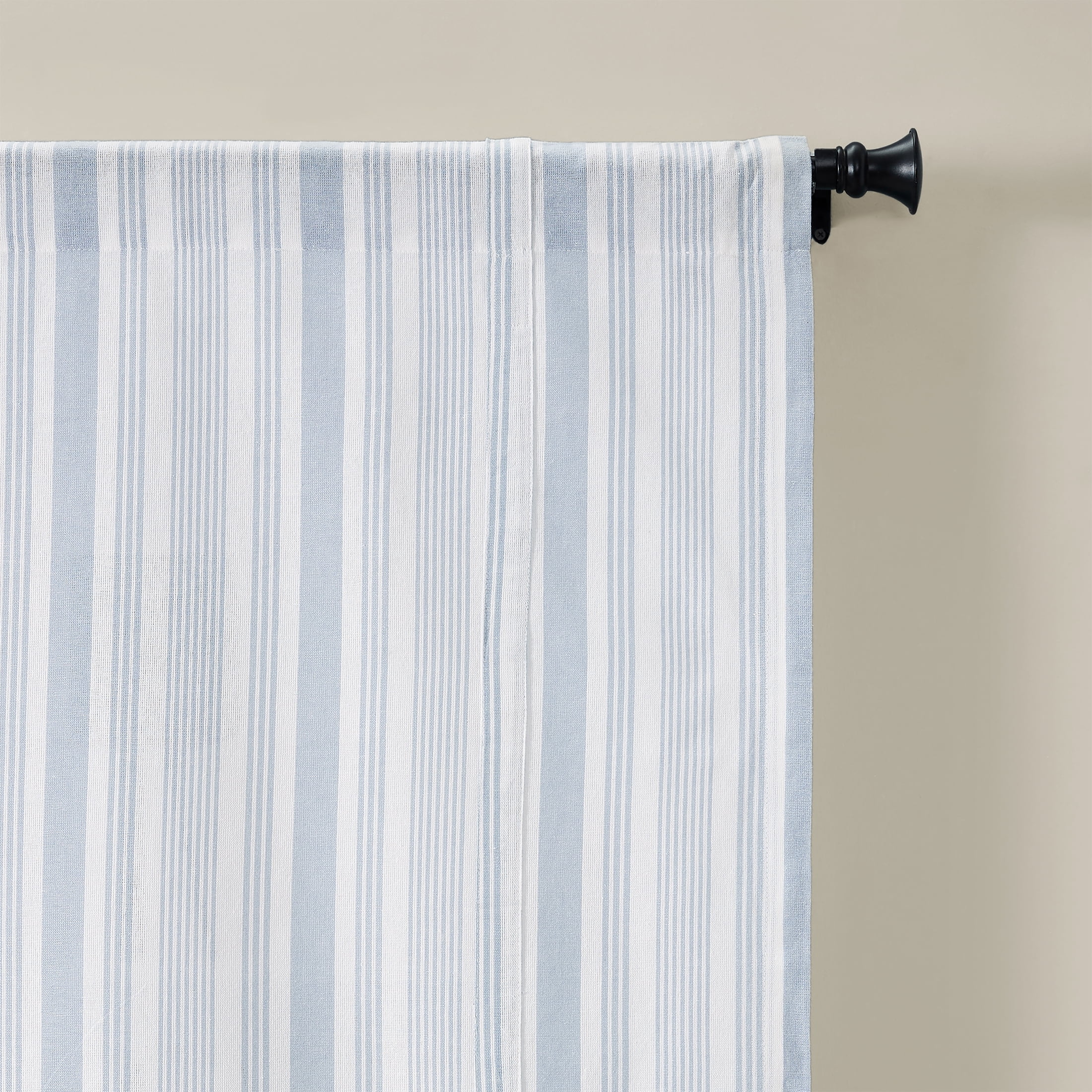 Better Homes & Gardens All-Over Stripe Light Filtering Cotton Blue Balloon Window Shade, 42" x 63"