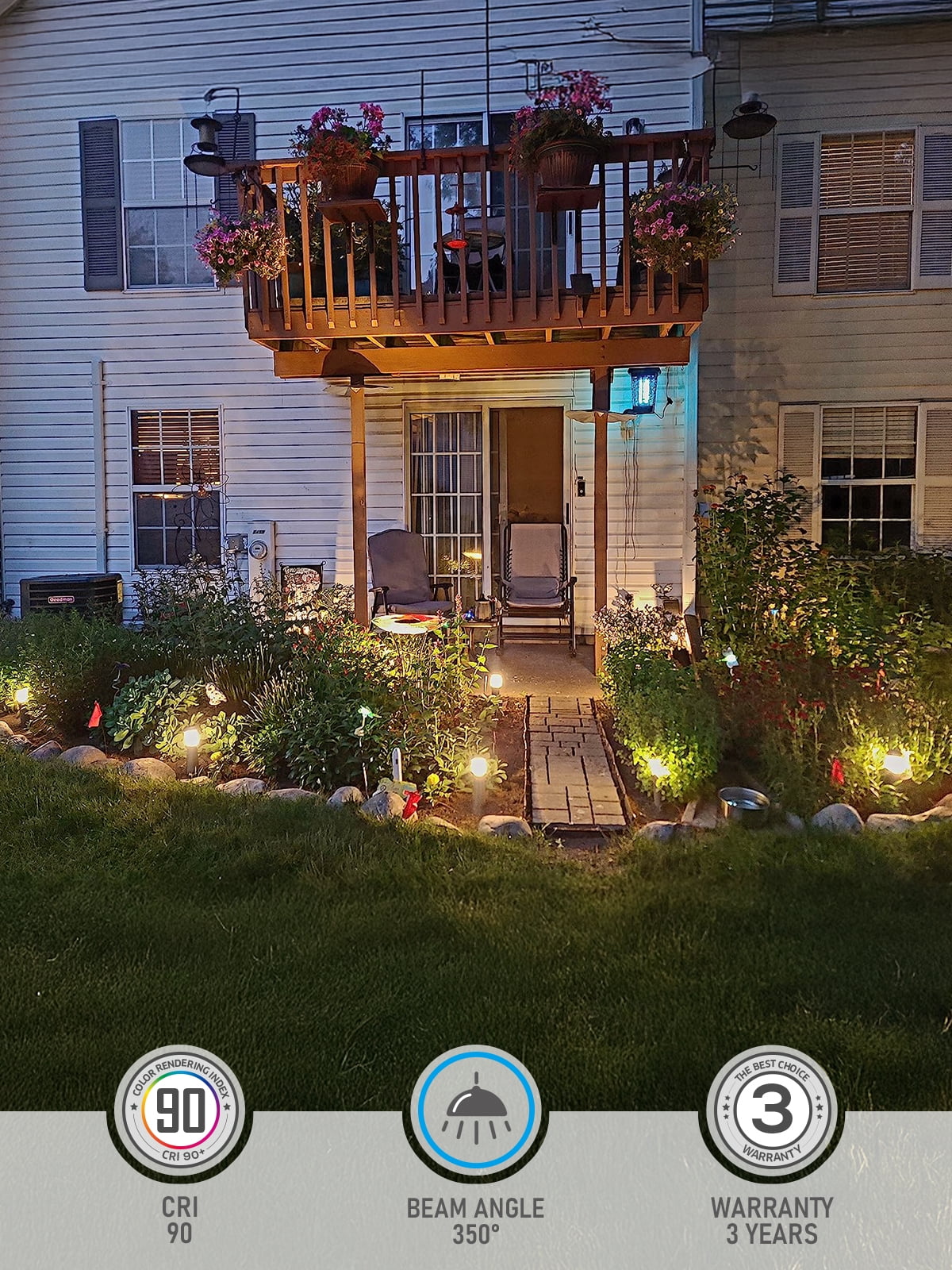18 Pack 3W LED Landscape Light, IP65 Waterproof, 12-24V Low Voltage, 3000K Warm White, Aluminum Housing with Ground Stake