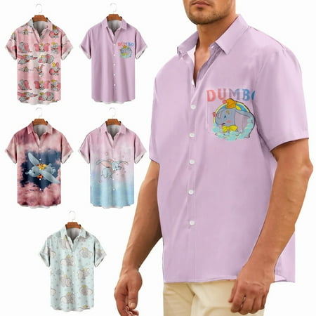 

Adult Kids Elephant Print Collared Hawaiian Shirt Stylish Polyester Blouses Sizes Kids-Adult Unisex