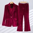 thumbnail image 1 of Conjunto de traje pequeño de terciopelo dorado con parte superior de temperamento femenino para mujer, chaqueta de traje roja, verde, azul y negra, para otoño, 1 of 6