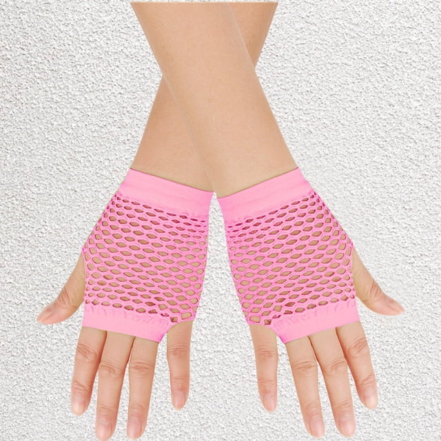 Gants Mitaines Courtes en Résille Sans Doigts pour Femmes Accessoires de Scène des Années 80