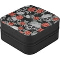 thumbnail image 3 of GZHJMY Skull Small Jewelry Box, Portable Leather Travel Jewelry Storage Case for Rings Earrings Necklace Bracelets, 3 of 7