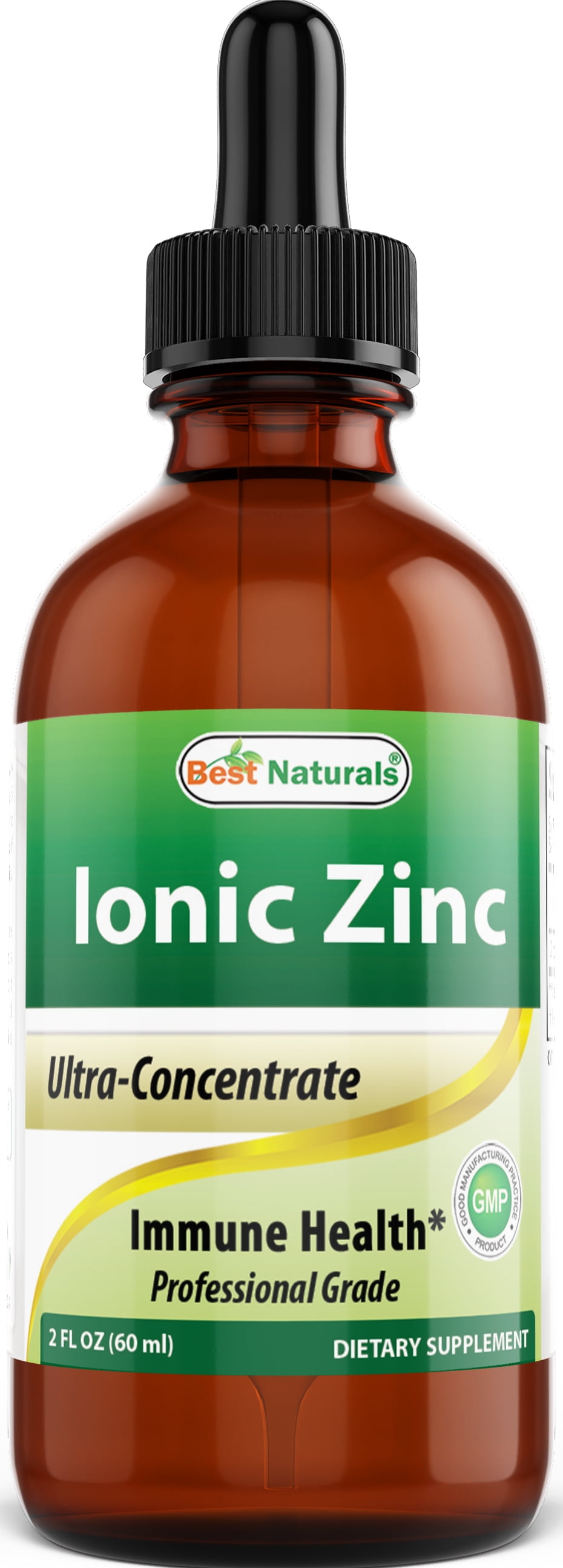 Best Naturals Ionic Liquid Zinc - Immune Support - High Bioavailability - Glass Bottles 2 OZ (60ml)
