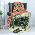 thumbnail image 4 of Cars Soft Flannel Fleece Throw Blanket, Retro Car and Garage Advertising Poster Style Picture with Grunge Effects 1960s, Cozy Plush for Indoor and Outdoor Use, 60" x 80", Emerald Orange, by Ambesonne, 4 of 5