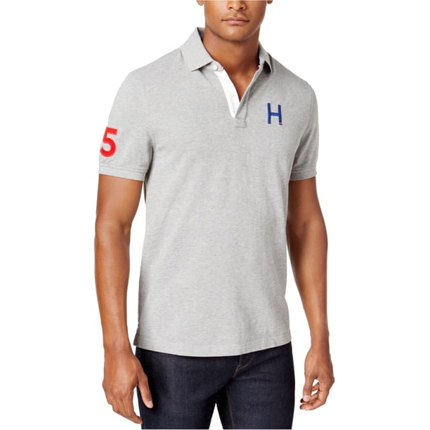 Tommy Hilfiger - Polo de rugby para hombre, diseño deportivo, bordado, gris, extragrande