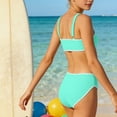 thumbnail image 5 of Mceream Unisex Children'S Solid Color Two-Piece Bikini Swimsuit for Girls Mint Green 5 Years, 5 of 7