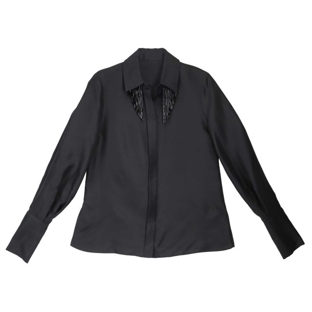 Dice Kayek Chemisier à Col Frange Perlé Noir pour Femmes - 4