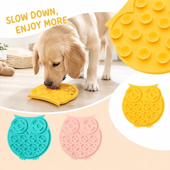 Dog Feeding Mat Lick Mat for Dogs 6 Inch Silicone Slow Feeder Waterproof Pet Mat Calming for Dogs Relaxation Relief Yellow, 1 Pack