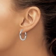 thumbnail image 2 of Auriga Fine Jewelry 925 Sterling Silver Rhod-plated Polished Diamond-cut Hoop Earrings for Women, 2 of 6